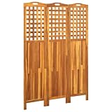 NLQMSU Partizione divisoria 3 pannelli in legno di acacia 121x170 cm