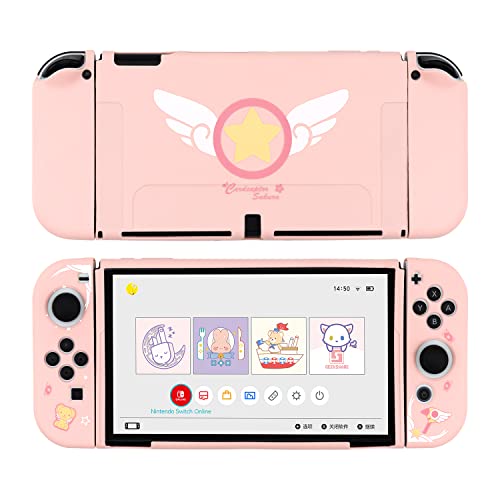 YOCORE Cute Protective Case Compatible with Nintendo Switch OLED Model 2022, Soft TPU DIY Replacement Shell with Shock-Absorption and Anti-Scratch - Cardcaptor Sakura