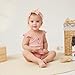 VISGOGO Toddler Baby Girl Summer Clothes Solid Color Ribbed Romper + Ruffles Shorts + Headband Cute Outfits Set (A-Pink, 6-12 Months)