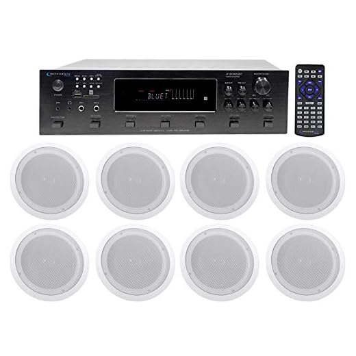 Technical Pro H12X500UBT 6000w 6-Zone 12-Speaker Bluetooth Home Theater Receiver Receiver Bundle with Pair Rockville HC85 8" Inch 700 Watt in-Ceiling Home Theater Speakers 8 Ohm