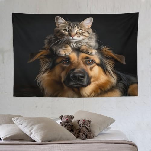 Tapisserie murale chien habillage grand mur salon sans peinture 150x230