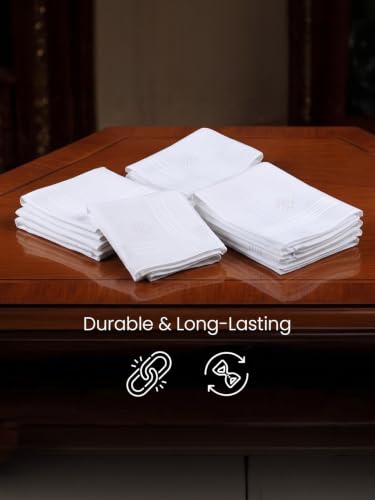 Image of LANE LINEN Handkerchief for Men - 100% Pure Cotton White Hankies - Soft, Absorbent & Comfortable - Perfect for Daily Carry, Office & Travel - 41cm x 41cm