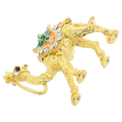 JECOMPRIS Joyero Étnico Figura de Camello, Caja Decorativa Amarilla Incrustaciones de Gemas, Organizador Pequeño para Joyas y Accesorios, Recuerdo Artesanal para Decoración del Hogar