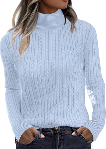 Zeagoo Womens Sweaters 2026 Turtleneck Cable Knit Long Sleeve Pullover Tops