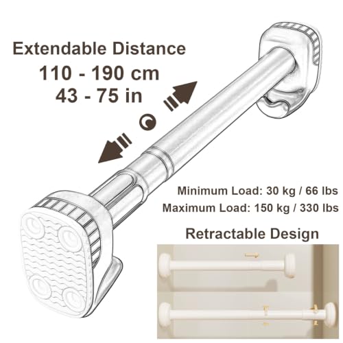 Barre de douche extensible grise réglable 110-190cm pour buanderie - 3