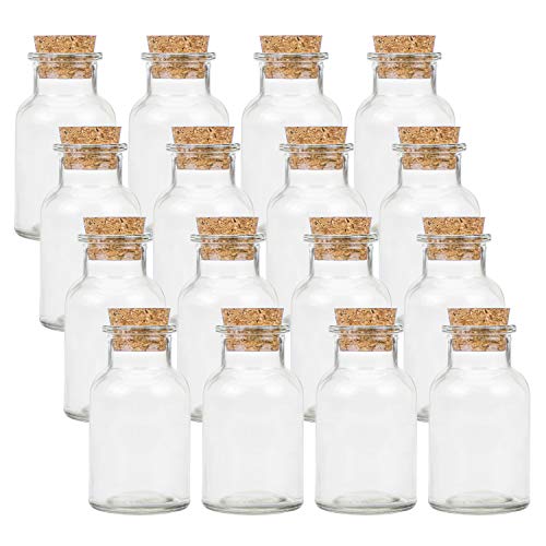 Tebery - Juego de Cocina de 16 Piezas (150 ml) - Almacenamiento de Cocina, pequeños tarros de Cristal, tarros de Especias con Tapas de Corcho, Almacenamiento de Especias, Set de Especias