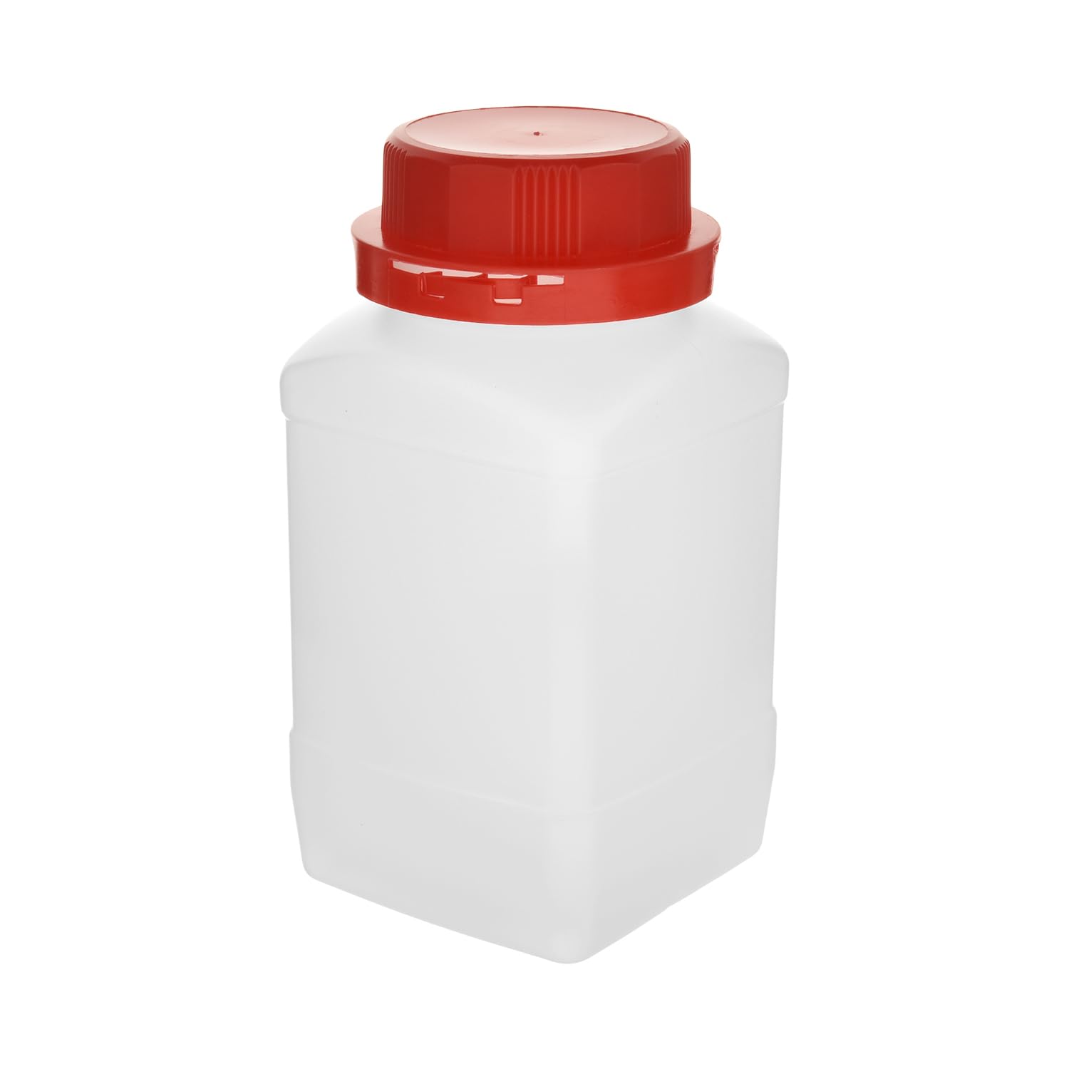 Jutagoss 5Pcs 750ml Reagent Bottles, Wide Mouth Plastic Seal Sample Storage Container, Liquid Sealing Translucent Square Bottles with Red Anti-theft Cap, for Lab, Classroom, or Storage at Home