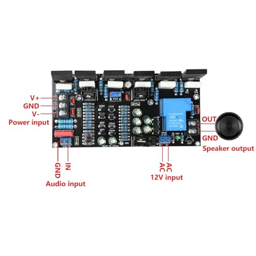 1 x wzmacniacz mocy mono 300 W 1943 + 5200 HiFi wzmacniacz audio wysokiej mocy z ochroną głośników 20 V-90 V