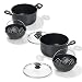 Produktbild Genius World´s Greatest Pot (6 Teile) Kochtopf-Set mit Siebeinsatz Ø 20 + Ø 25 cm - Topf drehen, Flüssigkeit abgießen und Speisen bleiben im Sieb - Cooking Pot Schwarz