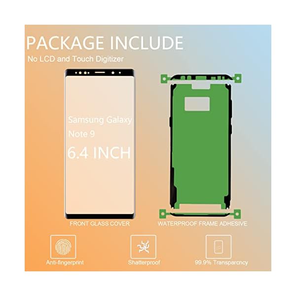 Original Samsung Galaxy Note 9 Screen Replacement 6.4 inch Front Outer Glass Lens Screen Repair Kit incl Waterpoof Frame Adhesive,Repair Glue and Lamp Tool Kit(No Digitizer,No LCD) N960U Series - Image 6