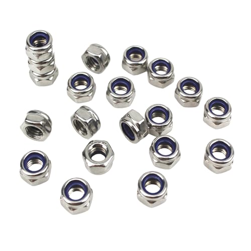 Gad2go 20 Pieces M6 Nylon Lock Nuts M6 Stainless Steel Hex Nuts 6mm Self Locking Nuts with Nylon Inserts