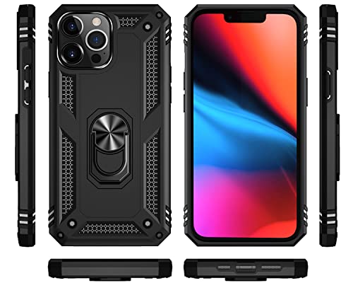 Addit Military Grade Iphone 12 Pro Max Case - 6.7" Slim Fit, Heavy Duty Protection, Rotatable Magnetic Kickstand, Tpu & Polycarbonate, Black #TOP2