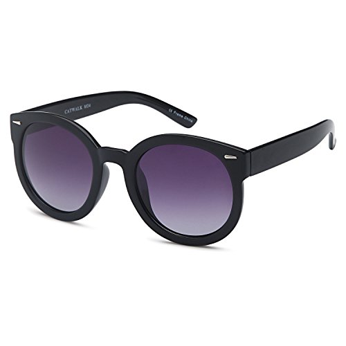 CATWALK UV400 Womens Round CatEye Sunglasses with Design Fashion Frame and Flash Lens Option