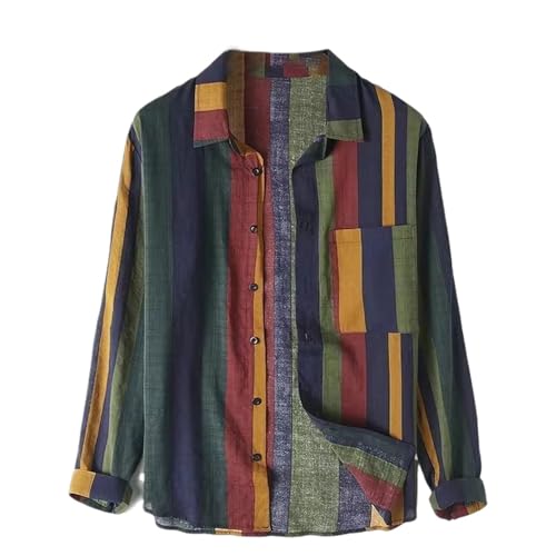 Chemise à rayures pour hommes en lin anti-transpiration