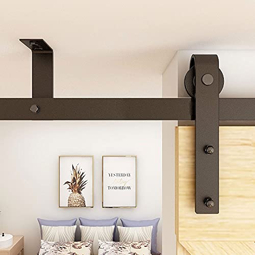 TSMST 1.52M (5FT) Herraje para Puerta Corredera Corredera Kit de montaje en techo, Accesorios para Puertas Correderas - Estilo Básico