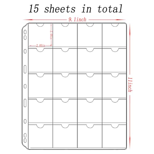 300 PCS Cardboard Coin Flips with 15 Sheets Coin Pocket Pages, 6 Assorted Sizes 2\" x 2\" Cardboard Coin Holders Coin Flips Coin Collection Supplies for Dime, Penny, Quarter, Nickels, Dollars Collecting - Thumbnail 2