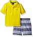 Nautica Baby Boys Solid Polo With Pattern Pull On Short Set,Firefly,12 Months