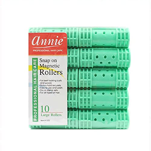 ANNIE LARGE GREEN SNAP-ON MAGNETIC ROLLERS #1222