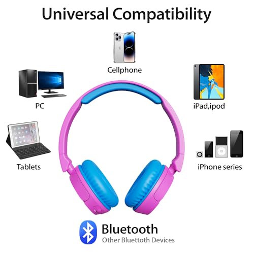 Contixo KB-5 Kids Headphones - Over The Ear Foldable Bluetooth Wireless Headphone for Kids - 85dB with Volume Limited - Toddler Headphones for Boys and Girls (Pink + Blue) by Contixo - Used condition - Image 4