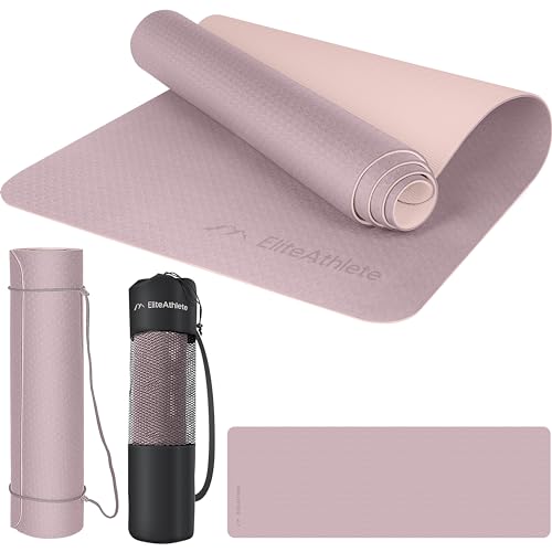 EliteAthlete Esterilla Yoga Antideslizante   Esterilla Fitness   Colchoneta Gimnasia   Yoga Mat   183 x 61 x 0,6 cm   Esterilla Pilates incl. correa de transporte + bolsa