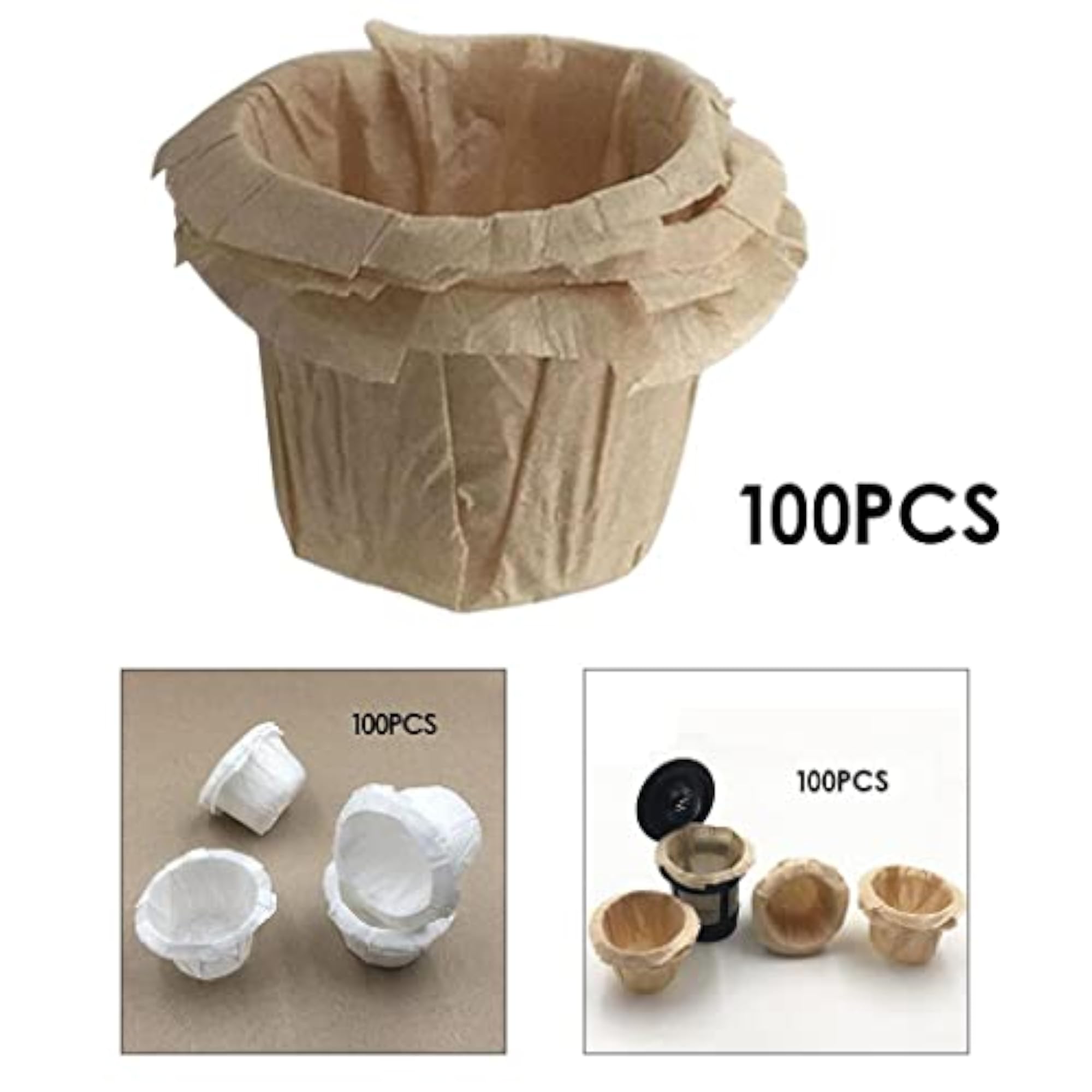 100x Disposable No Bleach Coffee Filter Paper for Keurig K Cup