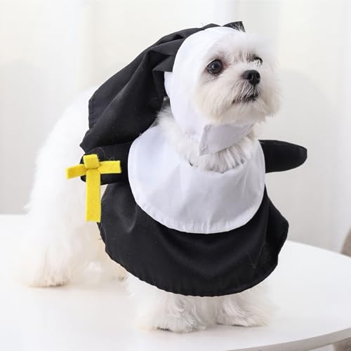 Disfraz de monja para perros y gatos pequeños Halloween miniatura 4