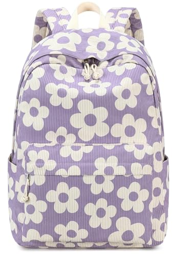 Bluboon Backpack for School Girls Women, Cute Corduroy Laptop Bookbag for Kids Teens, Durable Girls Lightweight Backpack