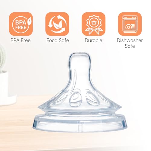 4 Pack Replacement Silicone Nipples Compatible with Philips Avent Natural Response Baby Bottle, Replacement Soft Spout for Sippy Cup, Easy Transition from Bottle to Cup (Flow 5, Standard Flow)