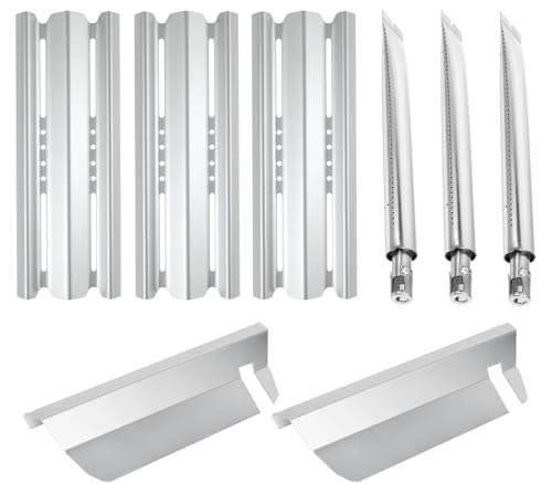 WELL GRILL Ersatzteile Set für Broil King Sovereign & Signet & Monarch Gasgrills, Edelstahl Flav-R-Wave Brennerabdeckung und Dual-Tube Rohrbrenner und BBQ Aromaschienen Zubehör