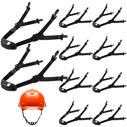 WinnerWhy 10 Pcs Universal Hard Hat Chin Strap with Chin Cup Helmet Multi-point Adjustment Black Elastic Strap Y Shape for Construction and Industrial Worker Hat Replacement Guard for Bike Helmet by WinnerWhy - Used condition - US$19.55