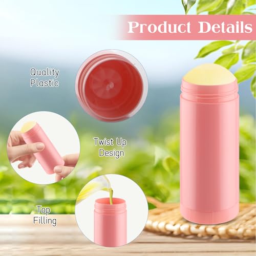 20 Pcs 60ml/2oz Deodorant Containers Plastic Refillable Deodorant Holder Twist Up Top Filling Stick Tube for DIY Body Lotion Sunscreen Balm - Pink2