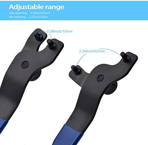 JIZZU Universal 10-52mm Adjustable Wood Angle Grinder Spanner with Hexagon Socket Hole, Lock-Nut Grinder Adjustable Wrench with Plastic Handle