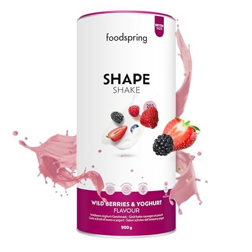 foodspring Shape Shake Yogur & Frutas Rojos - batido completo, sustitutivo de comida con proteína premium para controlar el peso, 202 kcal por ración, sin gluten - 900g