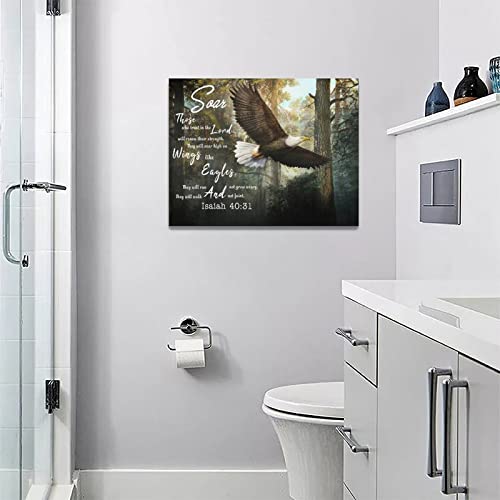 Mecowcm Eagle Wall Art Flying Bald Eagle Inspirational Decor Pictures Canvas Print Painting Modern Home Framed Artwork For Office Bathroom Living Room Bedroom 12 Inchx16 Inch thumb #5