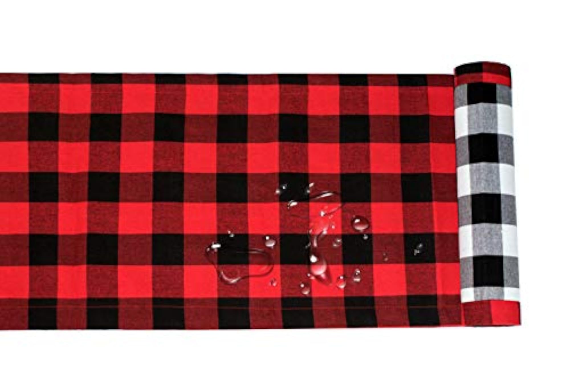 Christmas Table Runner Red and Black Buffalo Check Plaid Double Sided