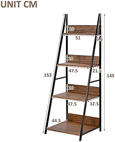 NXYJD Tiers Wall Leaning Ladder Shelf Bookcase Bookshelf Storage Rack Shelves Storage Stand Unit Organizer for Office Home Bedroom (Color : Brown)