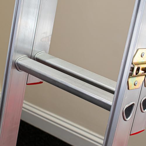 Bps Aluminium Slider | 3-Section Sliding Loft Ladder With Handrail | D-Shaped Rungs, Stowing Pole, Locking Catches | 150Kg Load Capacity - 7