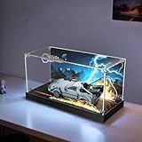 Cette vitrine transparente est conçue pour le modèle Le-go 77256 Retour vers le futur Time Machine Racing Car, offrant une protection efficace contre la poussière et les dommages (vitrine uniquement, modèle non inclus).