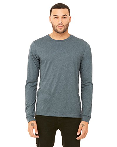 Bella + Canvas Unisex Jersey Long-Sleeve T-Shirt - HEATHER SLATE - XL - (Style # 3501 - Original Label)