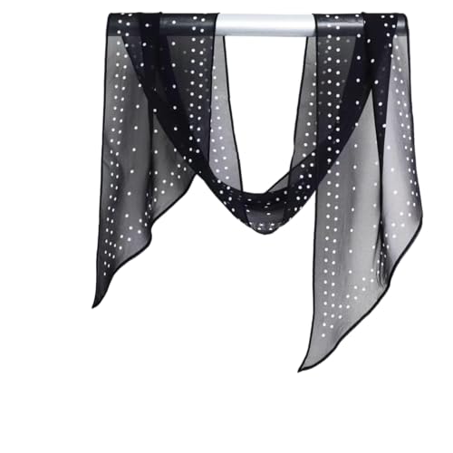 COtheSumay Mulberry Silk Georgette Scarf - 12.6x63in Lightweight Shawl Wrap,Elegant Dance Travel Accessory for Women（Arranged Dots Black ）