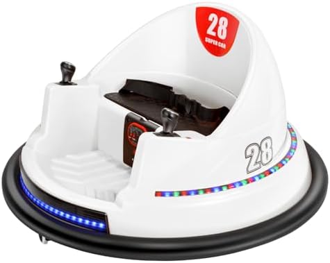 Edostory 6V Electric Ride On Bumper Car for Kids, 1.5-8 Years Old Baby Bumping Toy Cars, DIY Sticker Baby Toy Gifts, Remote Control, Bluetooth, 360 Spin DIY Numbers 00-9 ASTM-Certified Pink