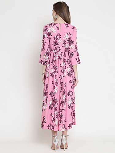 Image of Sera Women Floral Print fit & Flare Dress Pink
