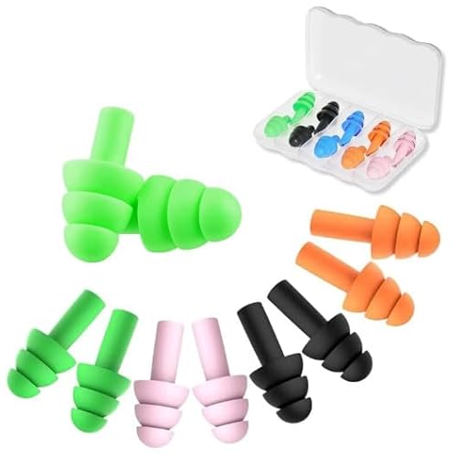5Pairs Sleep Earplugs,Soft Reusable Ear Plugs,Silicone Ear Plugs for Sleeping Noise Cancelling,Small Earplugs for Sleep,Travel EarPlugs with EarPlug Case(Pink,Black,Blue,Orange,Green),Ear Care -  Luhaomisky