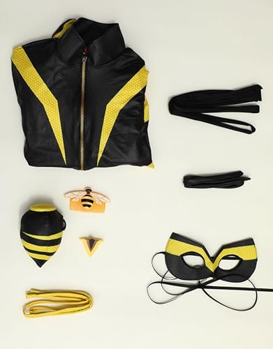 Miraculous Queen Bee Official Cosplay Costume - Full Bodysuit With Mask & Accessories (Yellow & Black)