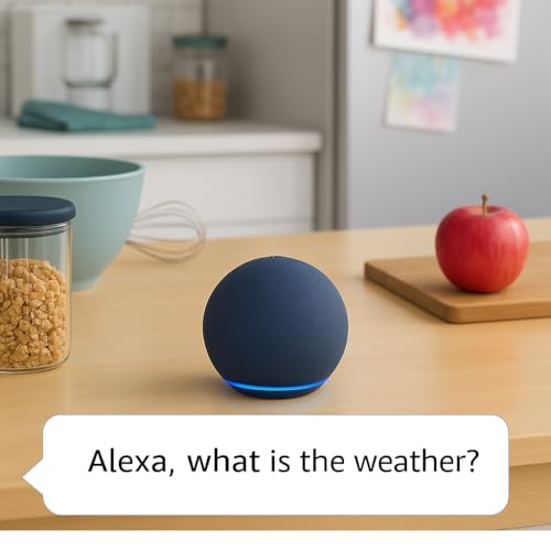 مكبر صوت اليكسا D0T5 الجيل الخامس من ايكو (احدث موديل)، رائع لغرف النوم وغرف الطعام والمكاتب، ازرق بحري عميق