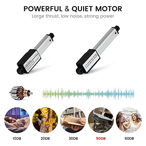 Dc House Mini Electric Linear Actuator Stroke 2"–Force 4.5 Lbs–12V | High-Speed 1.97"/Sec–Weight 0.15Kg Ideal For Intelligent Range Hood, Fan Blades, Cabinets, Window Opener, Robotics, Home Automation #TOP7