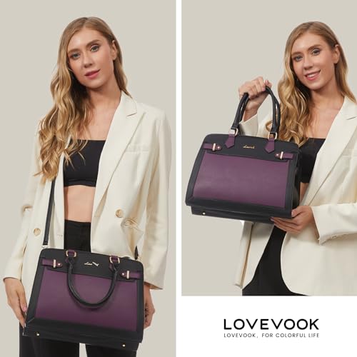 Image of LOVEVOOK Purses and Handbags for Women, Tote Shoulder Bag Satchel Black Purse and PU Leather Top Handle for ladies
