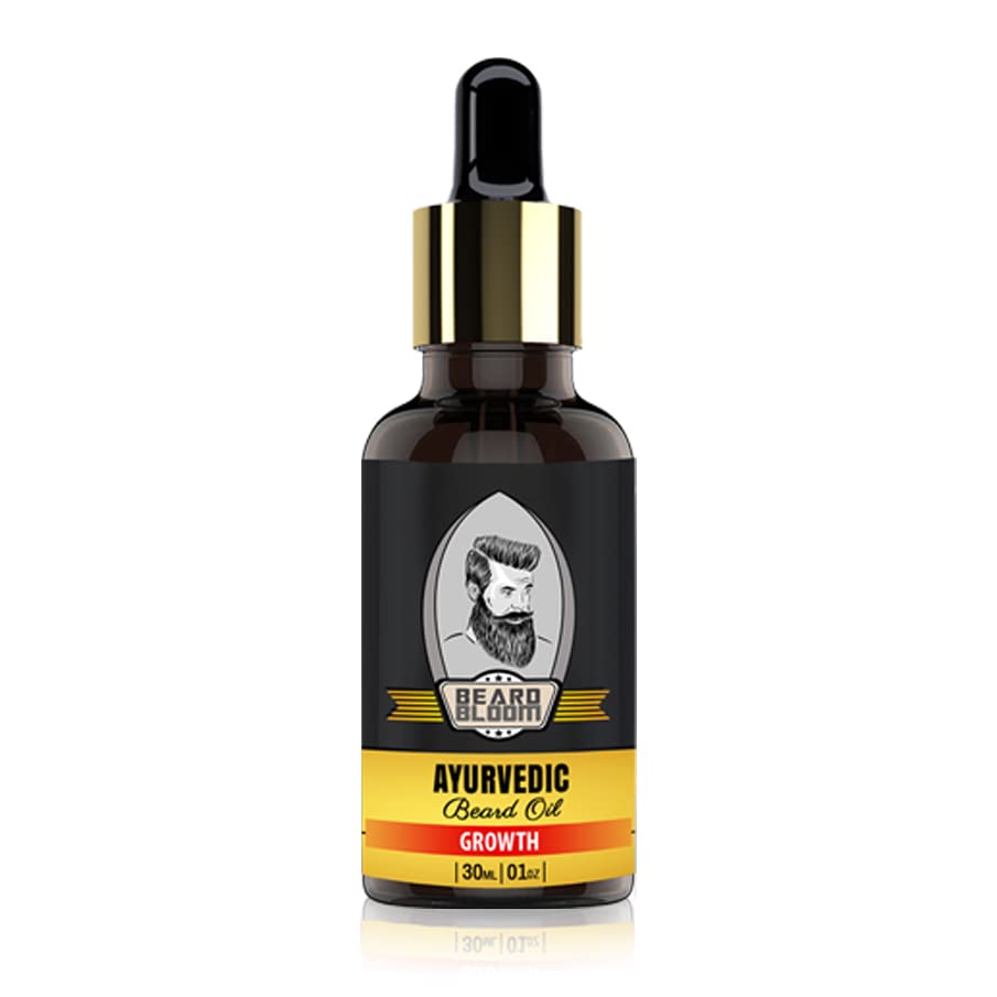 Beard Bloom Ayurvedic Beard Growth Oil - Natural Patch Filler, Length Enhancer & Thickness Booster with Yashtimadhu, Argan Oil, Milk & Sesame Oil