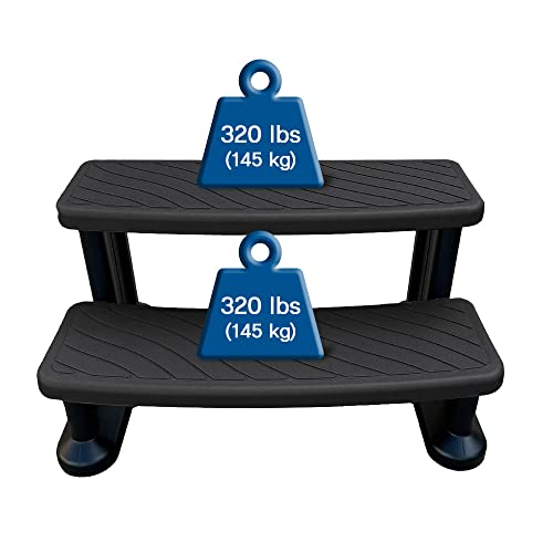 Puri Tech Universal Spa & Hot Tub Outdoor Steps No Slip Grip Support - Black #TOP2