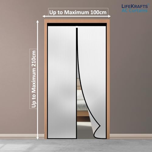Image of Lifekrafts Customizable AC Curtain | Thermal Screen | Insulated | Translucent and Ribbed Design | Magnetic | Insect Screen, Pest Control, Privacy Screen and Dust Control, (Upto Maximum 210cm x 100cm)